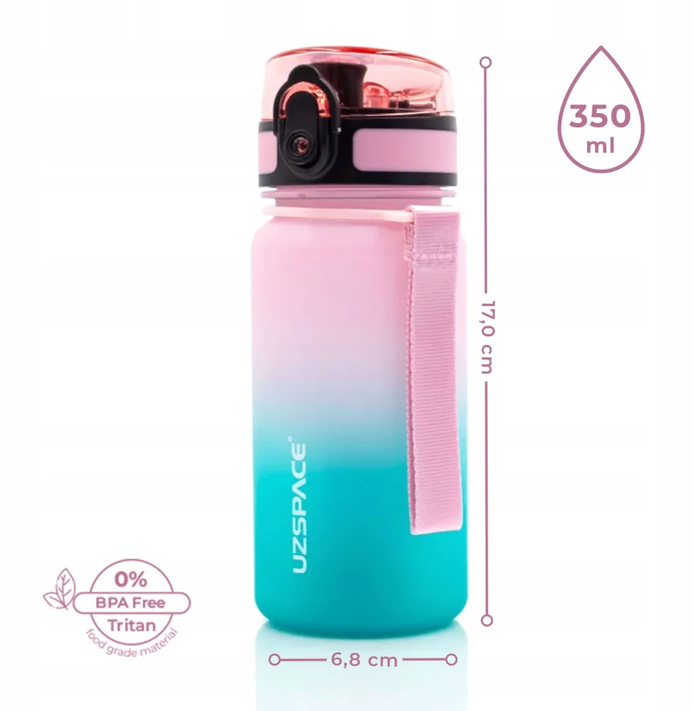 Gertuvė Uzspace Bidon na wodę dla dziewczynki 350 ml rožinė-turkio BPA Free