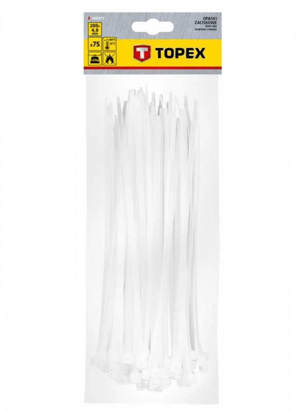 Užveržimo dirželiai TOPEX 4,8mmx200mm 75vnt. Balti