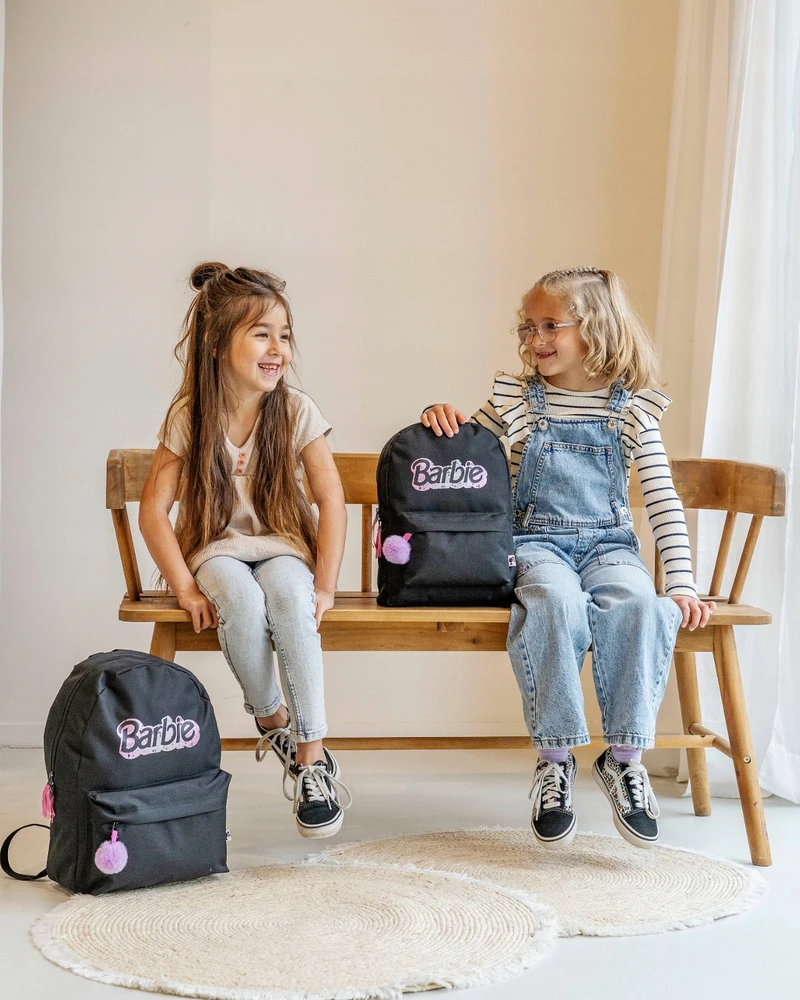 Vadobag Barbie Juodas Kuprinukas Vaikams su Pompom Pakabuku