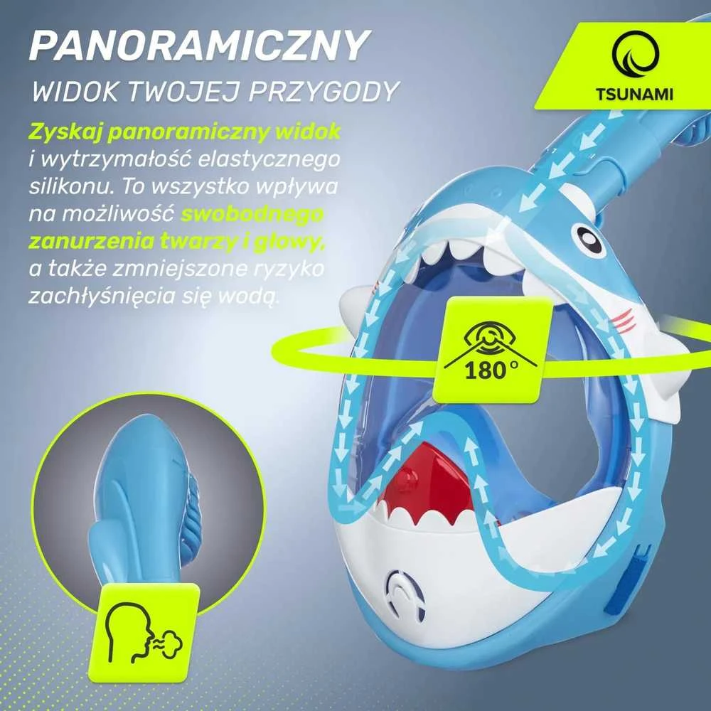 Vaikiška mėlyna nardymo kaukė „TSUNAMI SHARK“
