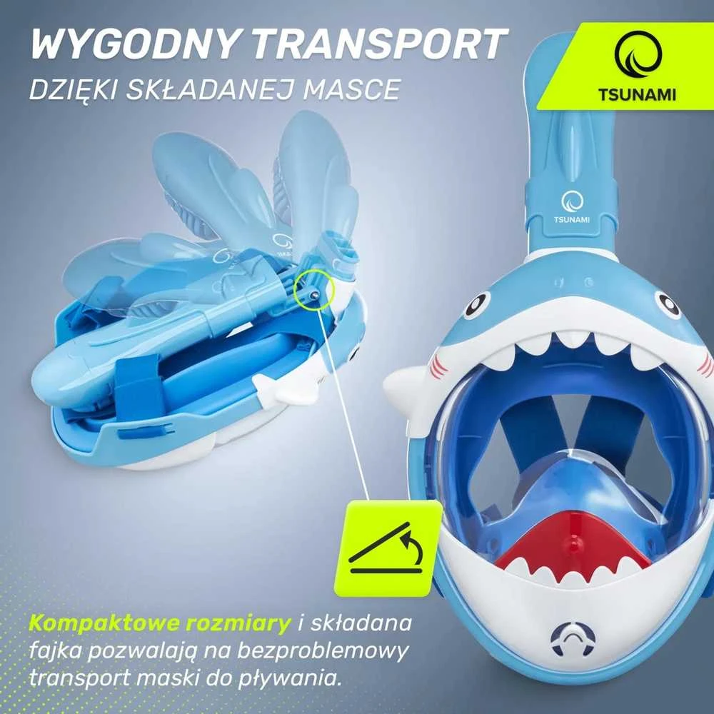 Vaikiška mėlyna nardymo kaukė „TSUNAMI SHARK“