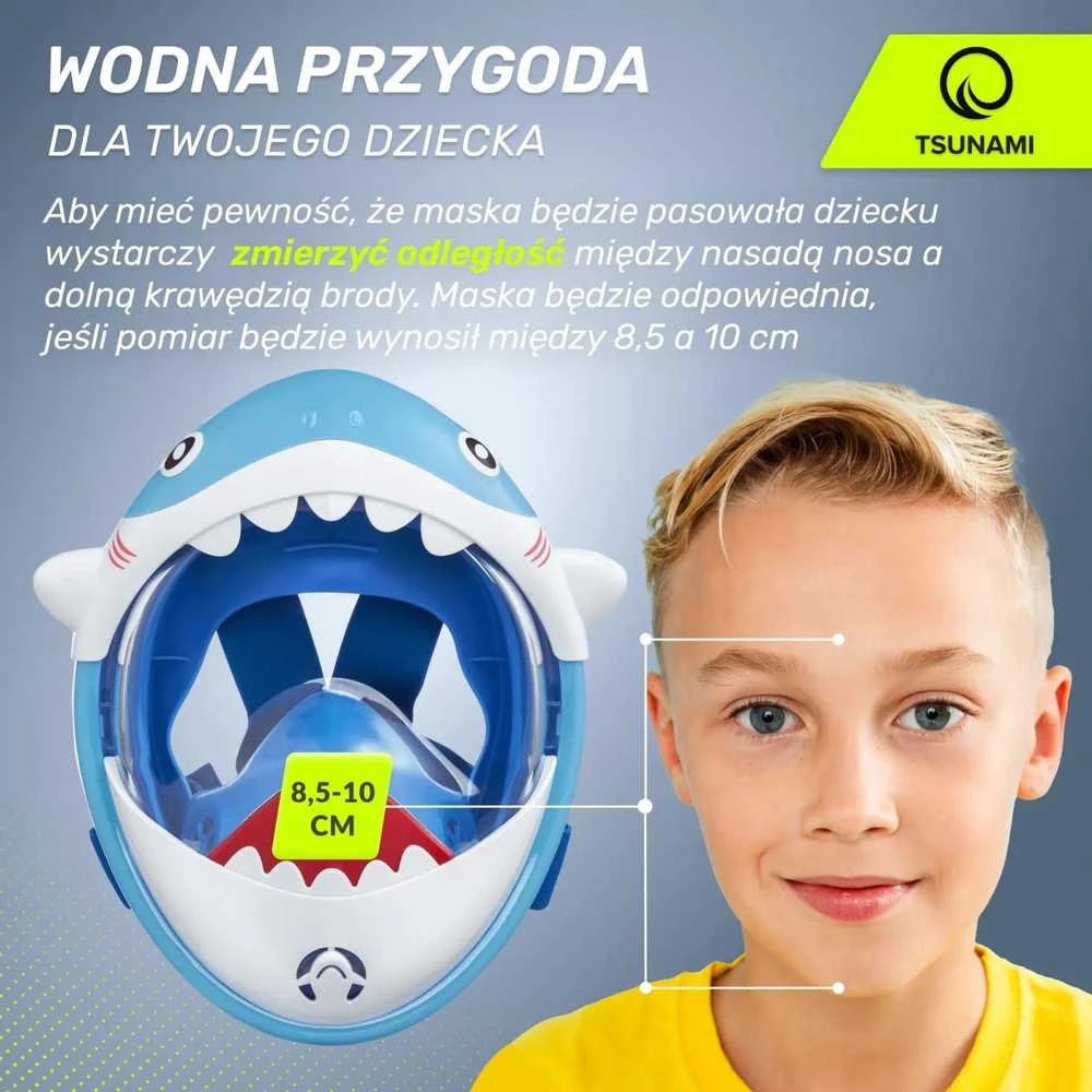 Vaikiška mėlyna nardymo kaukė „TSUNAMI SHARK“