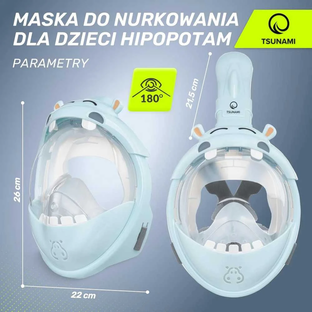 Vaikiška nardymo kaukė „TSUNAMI HIPPO“