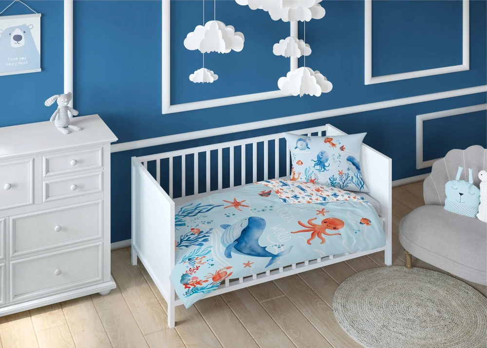 Vaikiška patalynė 2 vnt 135x100 Ocean Mėlyna Detexpol 5508 A
