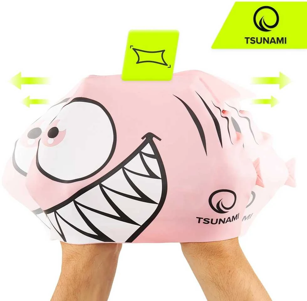 Vaikiška plaukimo kepuraitė „TSUNAMI SHARK“, rožinė