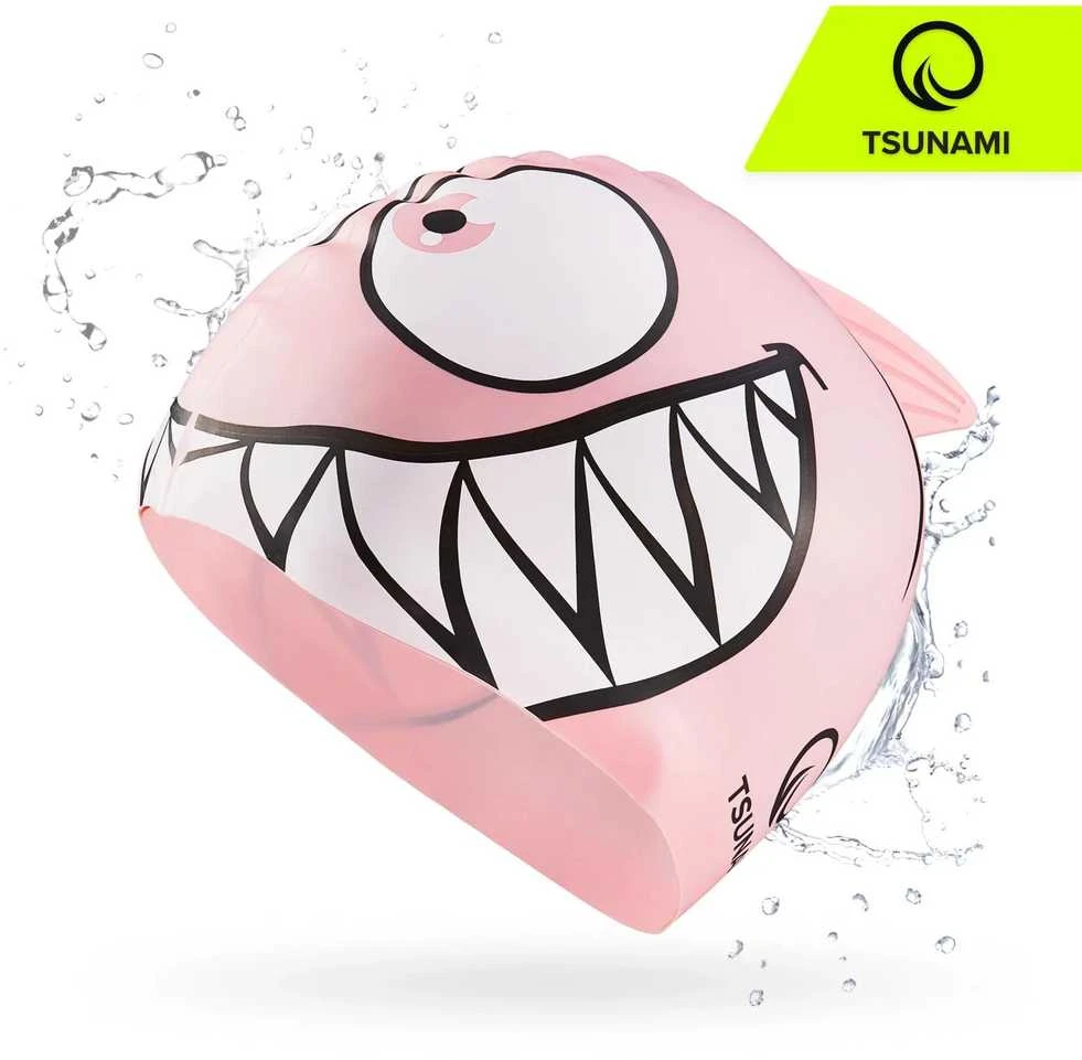 Vaikiška plaukimo kepuraitė „TSUNAMI SHARK“, rožinė