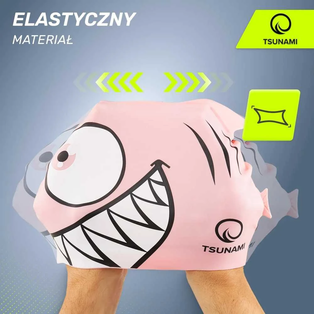 Vaikiška plaukimo kepuraitė „TSUNAMI SHARK“, rožinė