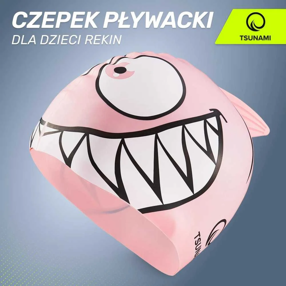 Vaikiška plaukimo kepuraitė „TSUNAMI SHARK“, rožinė