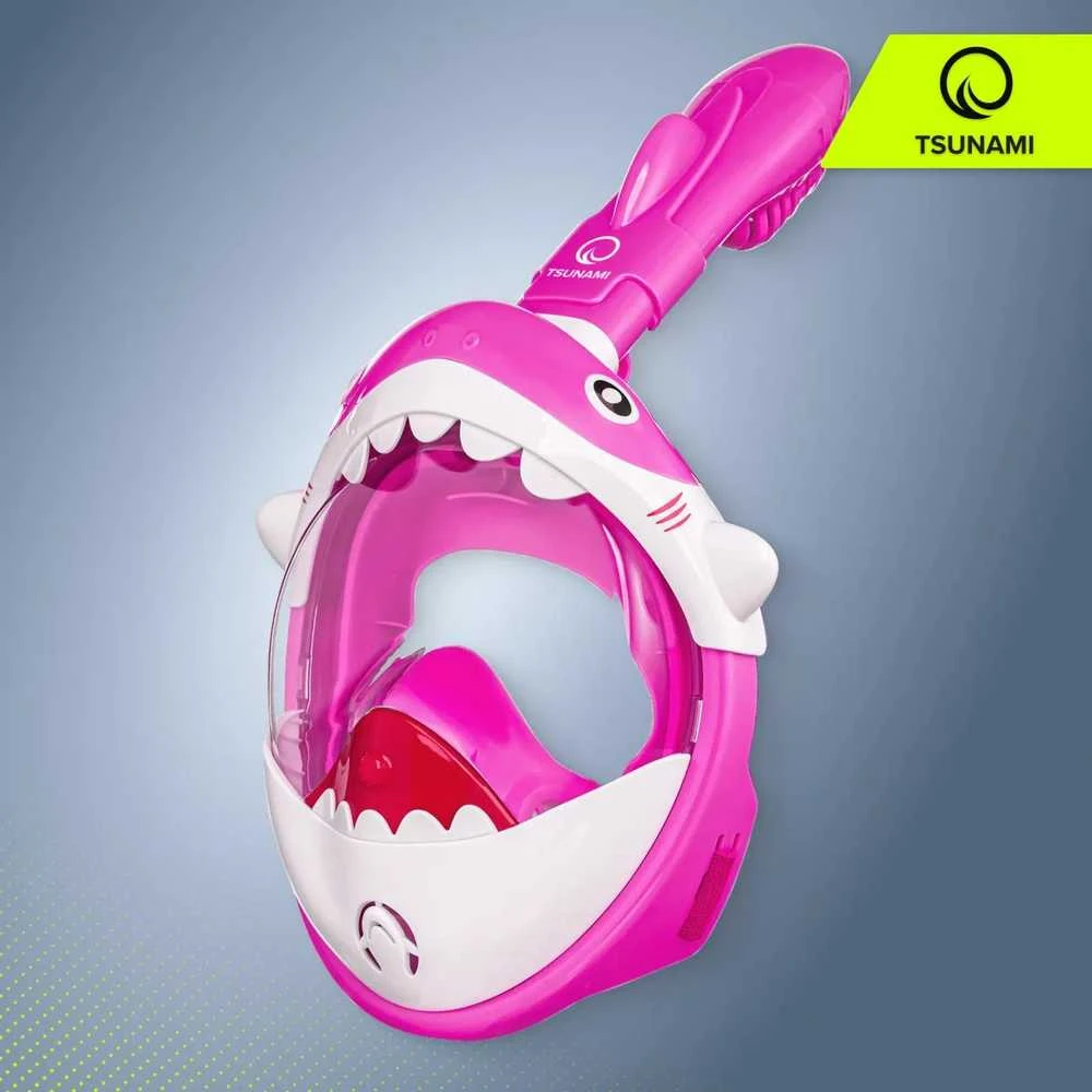 Vaikiška rožinė nardymo kaukė „TSUNAMI SHARK“