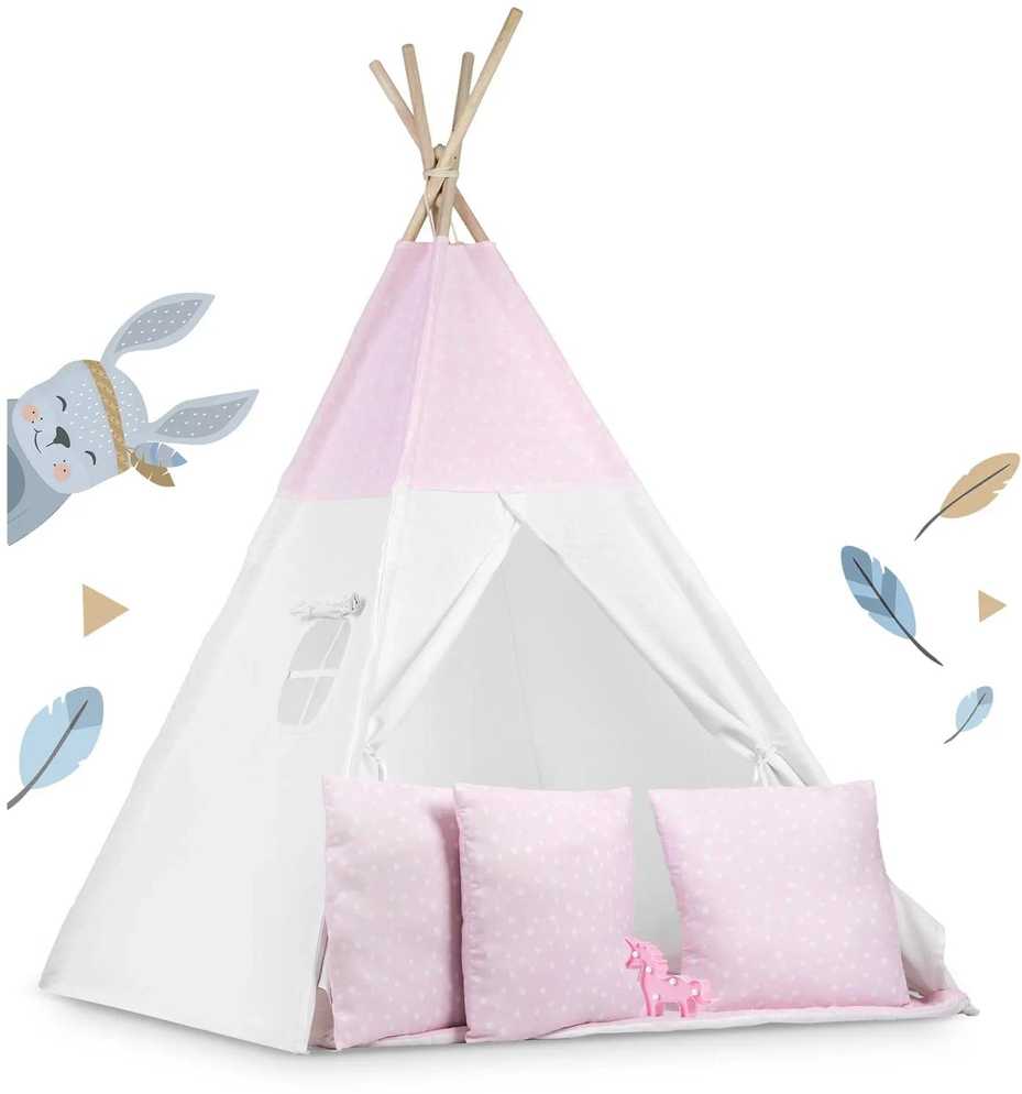 Ricokids Vaikiška tipi palapinė su lemputėmis - rožinė su taškeliais