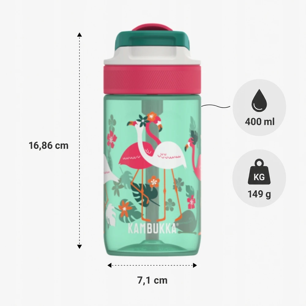 Vaikiškas buteliukas Kambukka Lagoon 400 ml, Rožinė Flamingo 11-04038