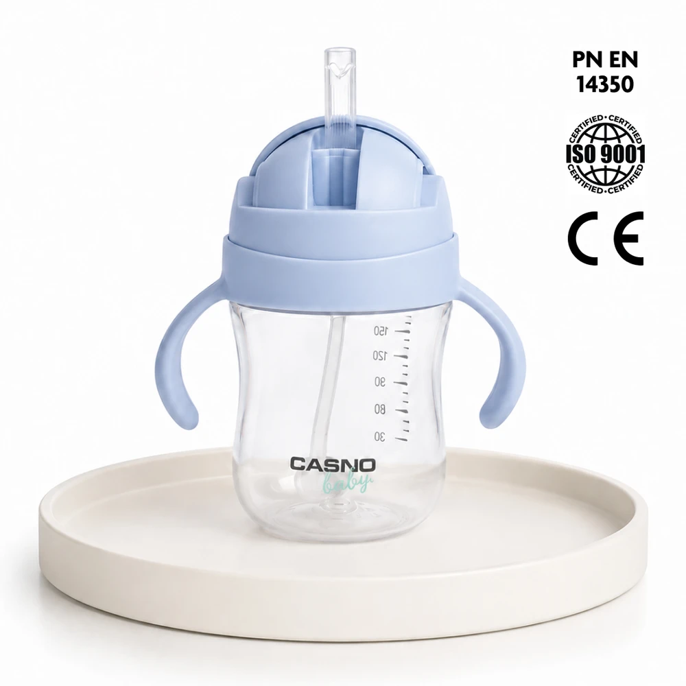 Vaikiškas buteliukas, nepralaidus vandens butelis su šiaudeliu, Tritan be BPA Casno 240 ml, 6m