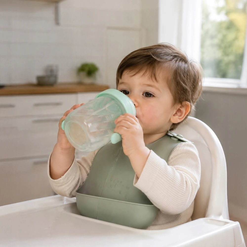 Vaikiškas buteliukas, puodelis, neišsiliejantis buteliukas su pasvertu šiaudeliu Casno 240 ml 6m+