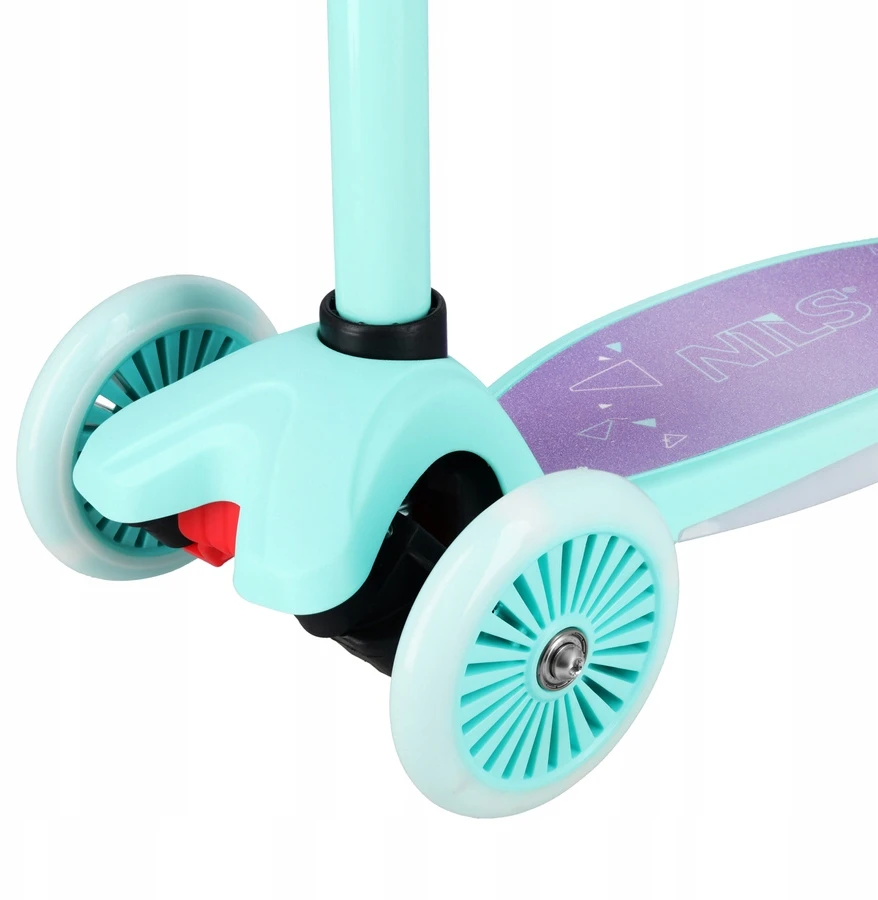 Vaikiškas paspirtukas - NILS FUN - HLB1310 - Violetinė - LED ratukai - Reguliuojamas vairas 78-90 cm