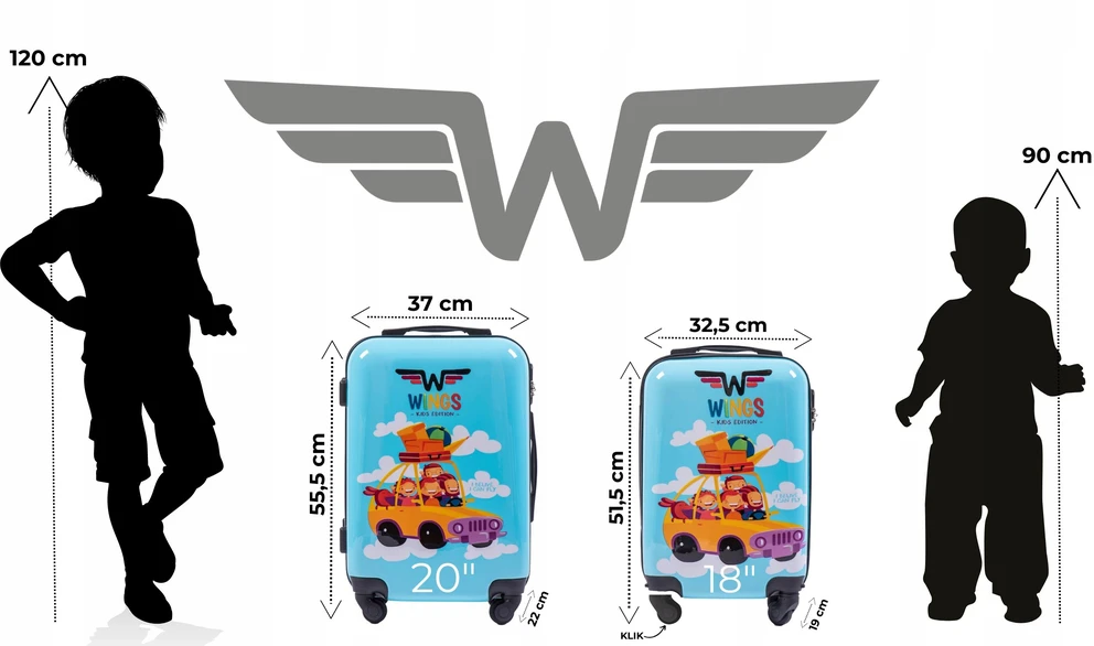 My Store Vaikiškas rankinis lagaminas WINGS MONSTER JAY kelioninis bagažas vaikui