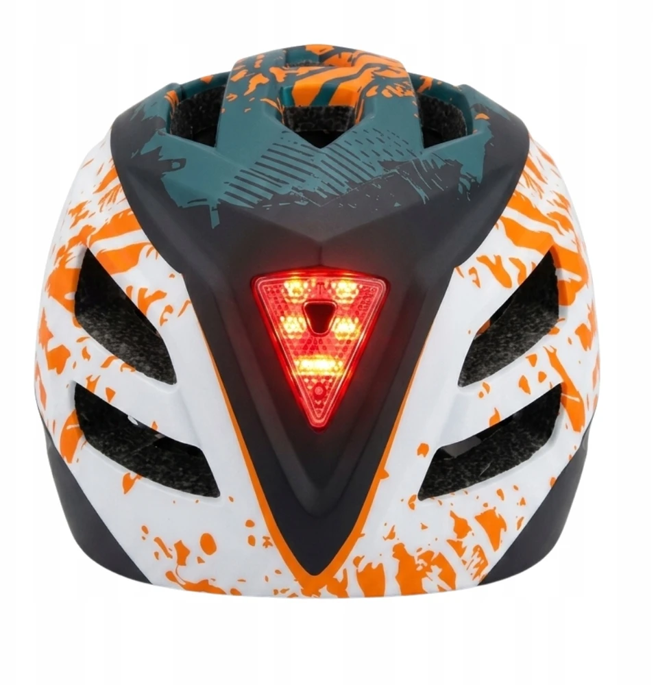Vaikiškas šalmas Switch 2in1 Fullface, LED lemputė, MTB dviratis EN1078, oranžinė