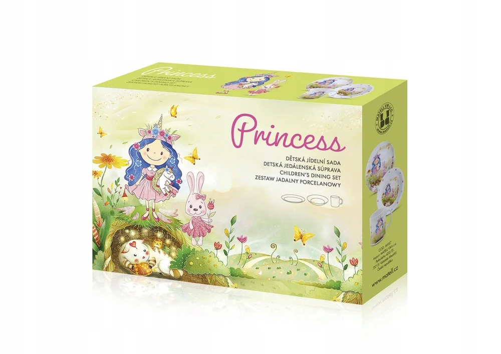 Vaikiškas valgomojo komplektas - Princesė (gili ir negili lėkštė + puodelis)