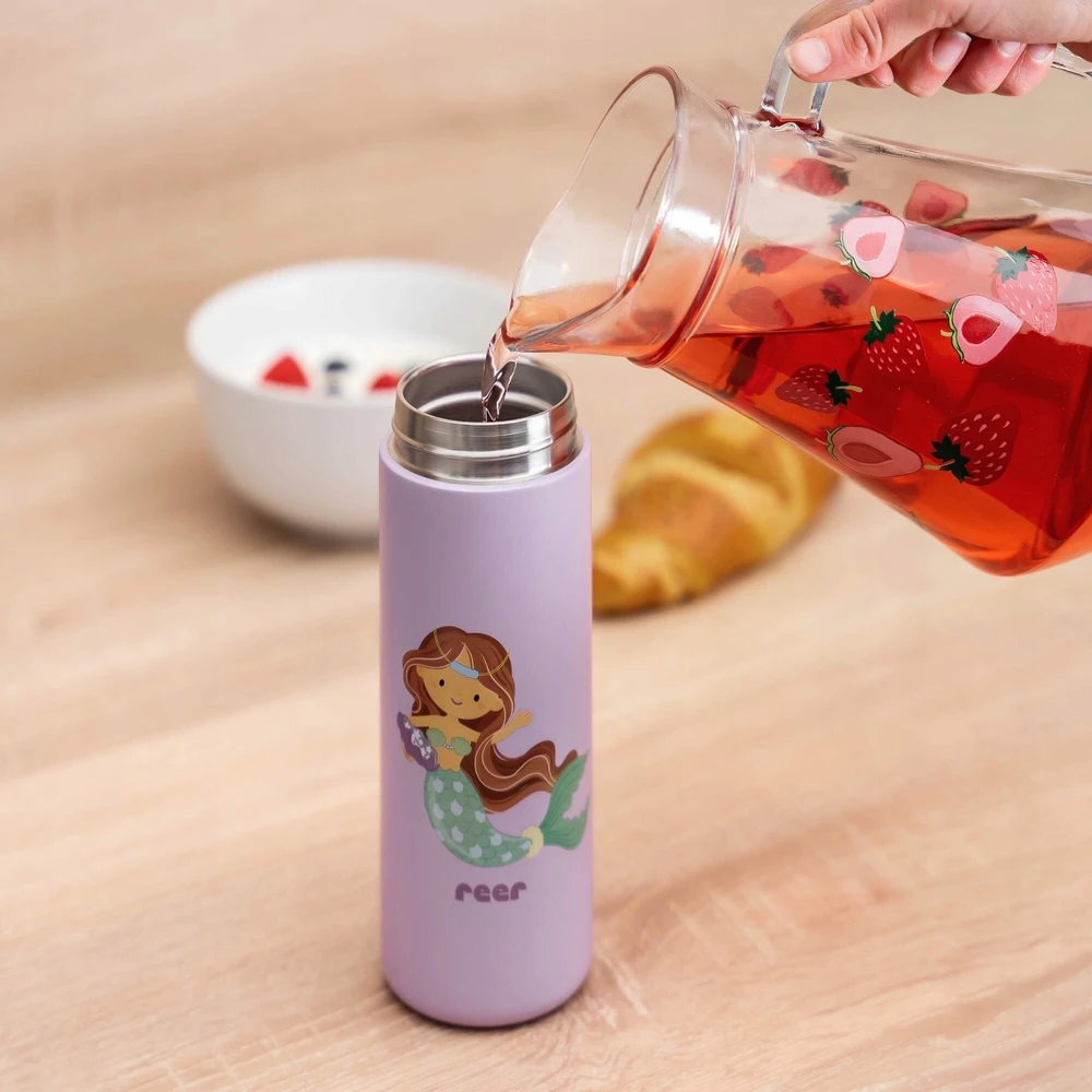 Vaikiškas vandens buteliukas su šiaudeliais 350 ml purpurinis REER be BPA