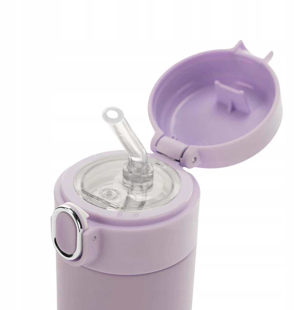 Vaikiškas vandens buteliukas su šiaudeliais 350 ml purpurinis REER be BPA