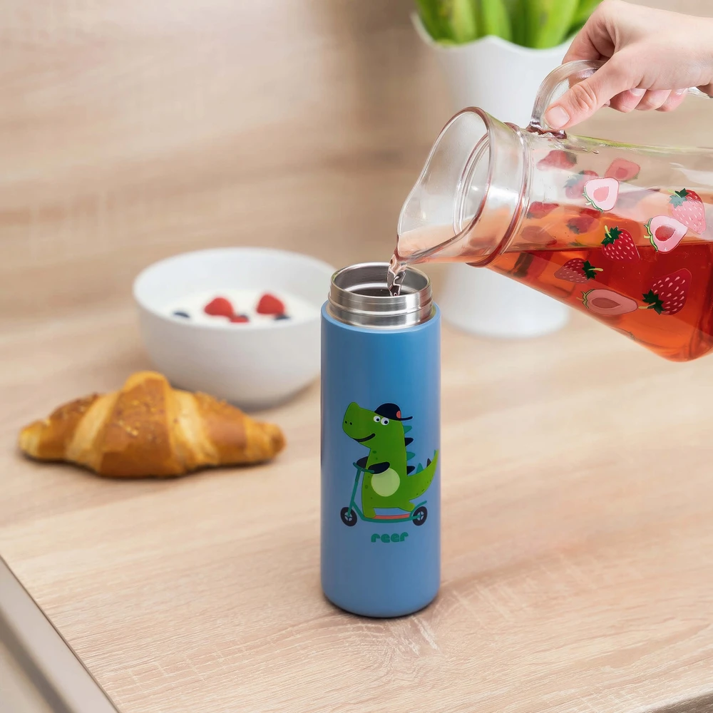 Vaikiškas vandens buteliukas su šiaudeliu 350 ml be BPA mėlynas REER