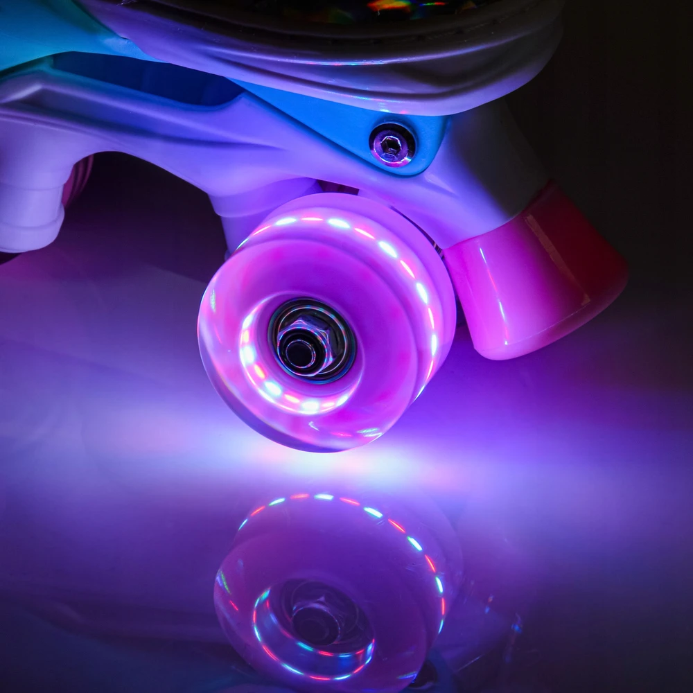 Vaikiški reguliuojami riedučiai meteor rainbow s 30-33 led ratai iki 100 kg