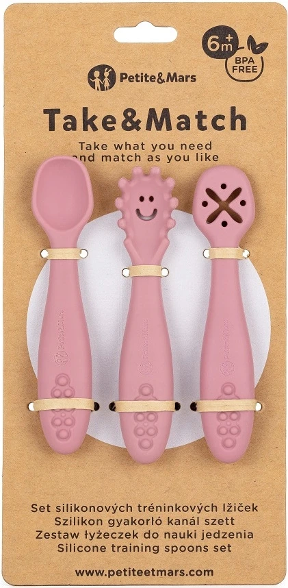 Vaikiški stalo įrankiai, silikonas, Rožinis SPOONS Petite&Mars