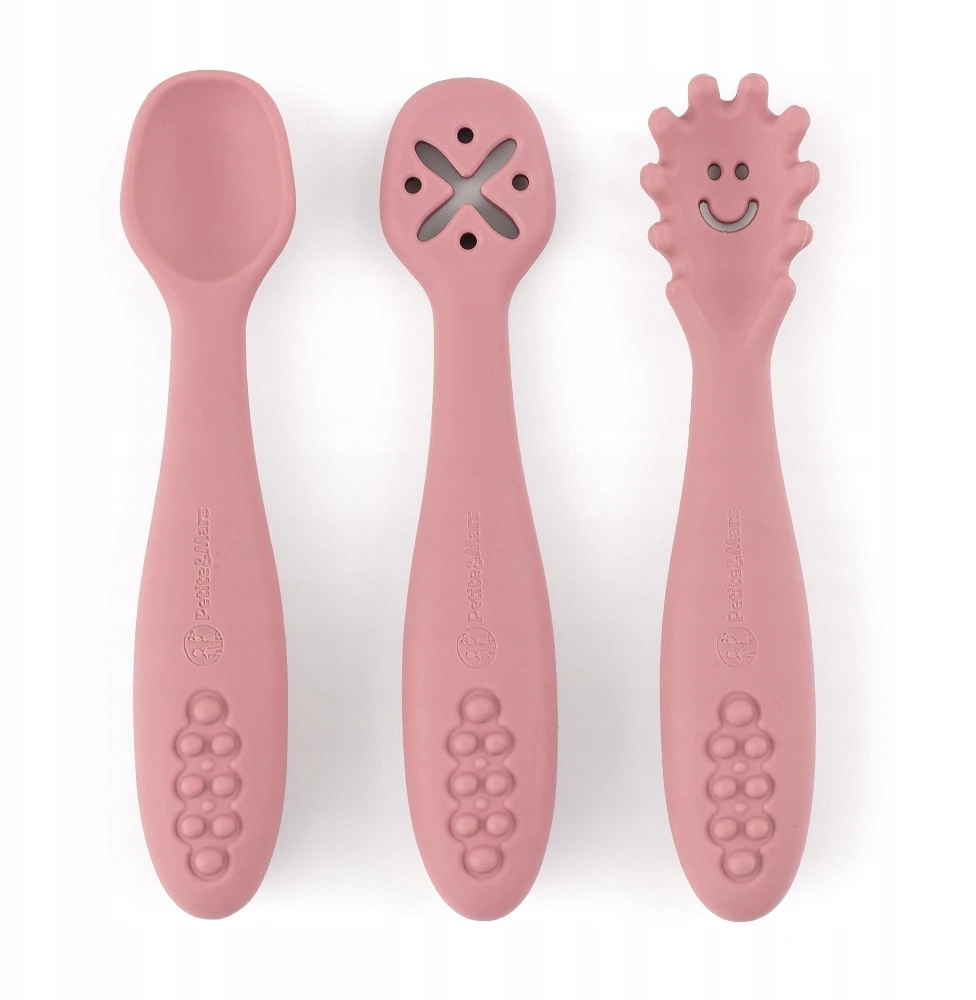 Vaikiški stalo įrankiai, silikonas, Rožinis SPOONS Petite&Mars