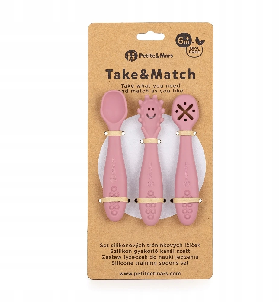 Vaikiški stalo įrankiai, silikonas, Rožinis SPOONS Petite&Mars