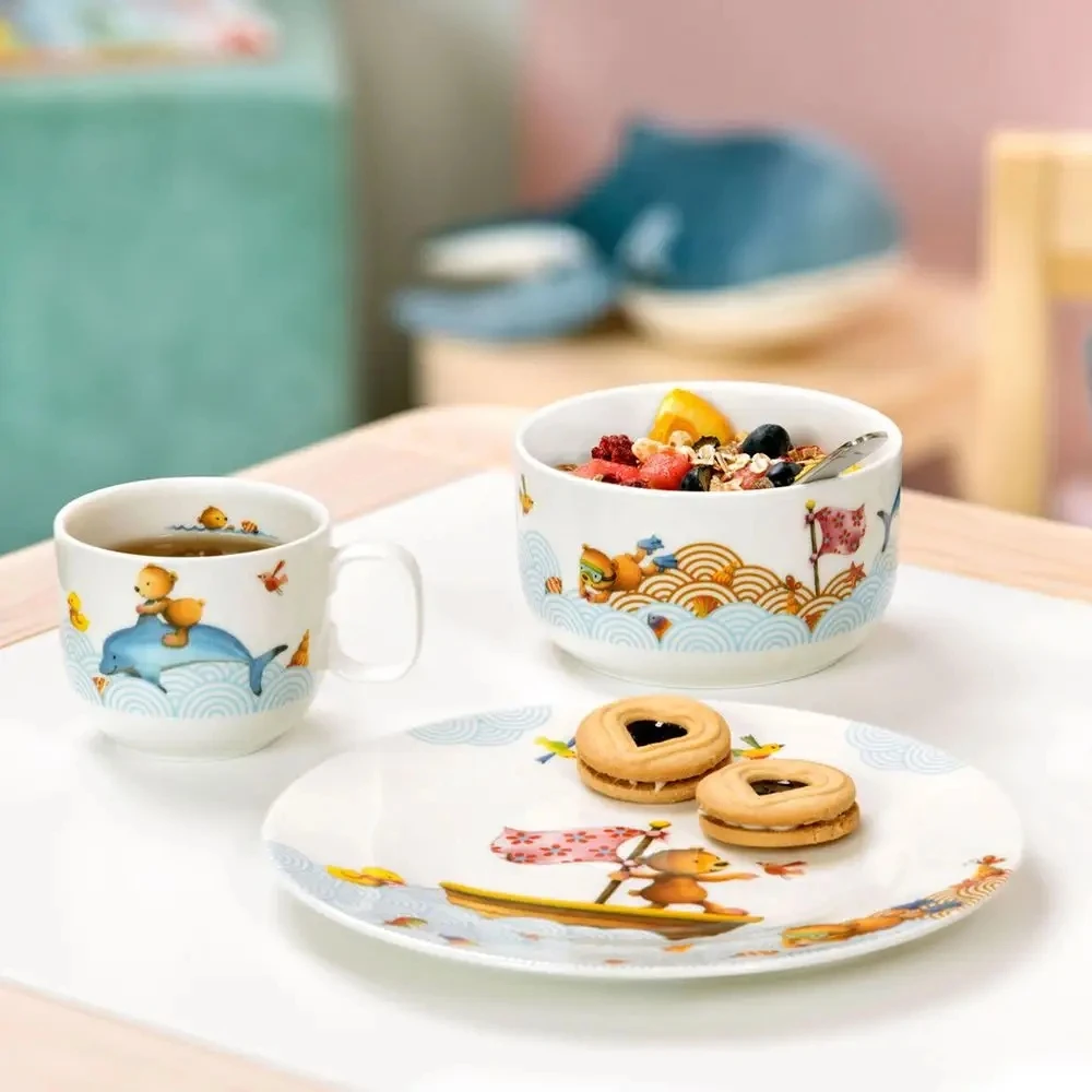 Vaikiškų indų rinkinys Villeroy & Boch Happy as a Bear, 3 dalių porcelianas, įvairiaspalvis