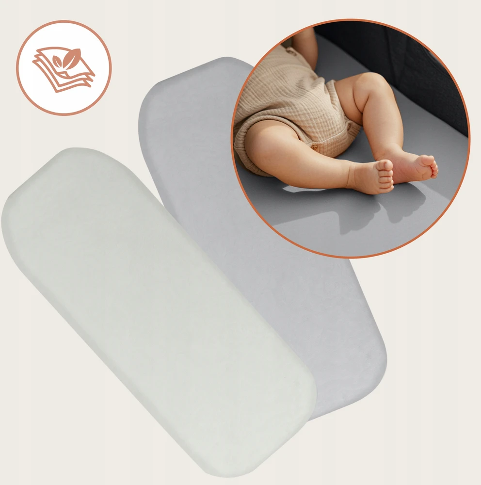 Vaikiškų paklodžių komplektas su guma Lionelo Bamboo Sheet Off Baltas Pilkas, 70x28 cm, 2 dalių