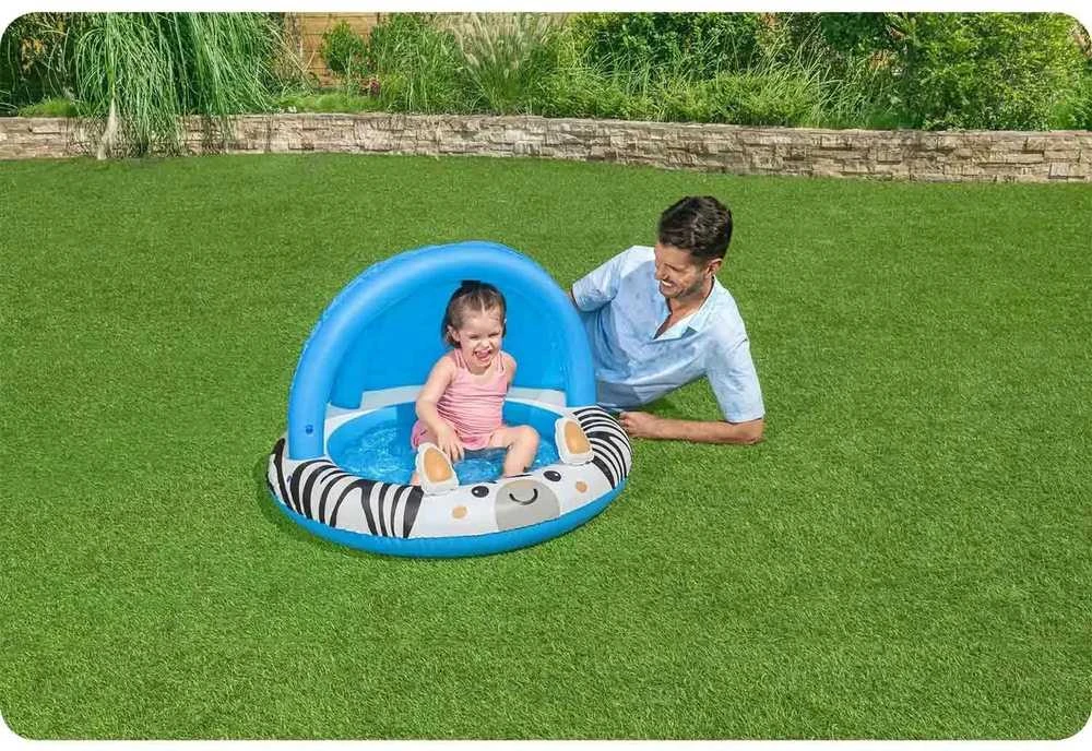 Bestway Bestway 52559 Pripučiamas baseinas su stogu ir pumpuojamu dugnu Zebra 97cm x 66cm