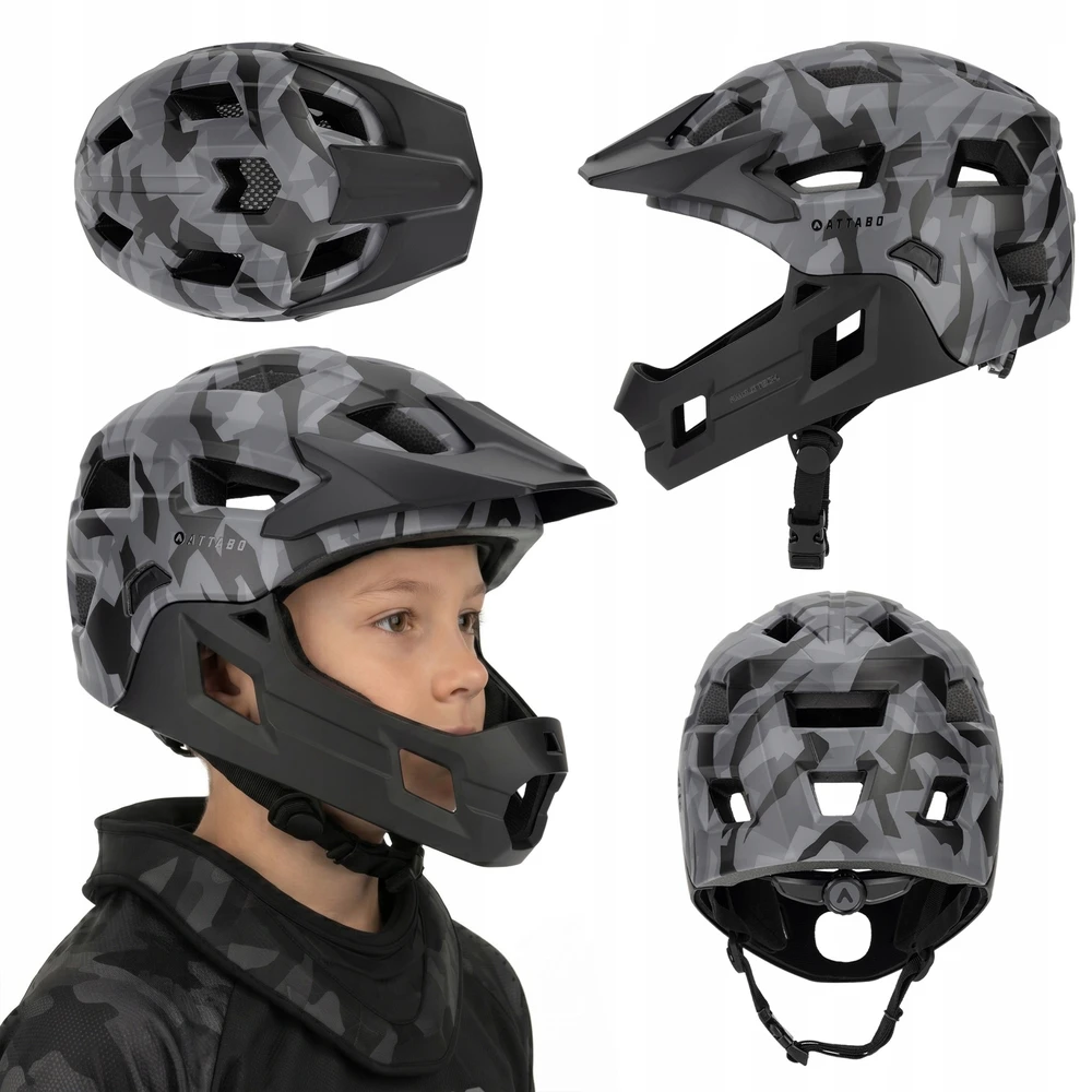 VAIKŲ FIKSUOTAS DVIRAČIO ŠALMAS ATTABO PREDATOR FULLFACE S, REGULIUOJAMAS