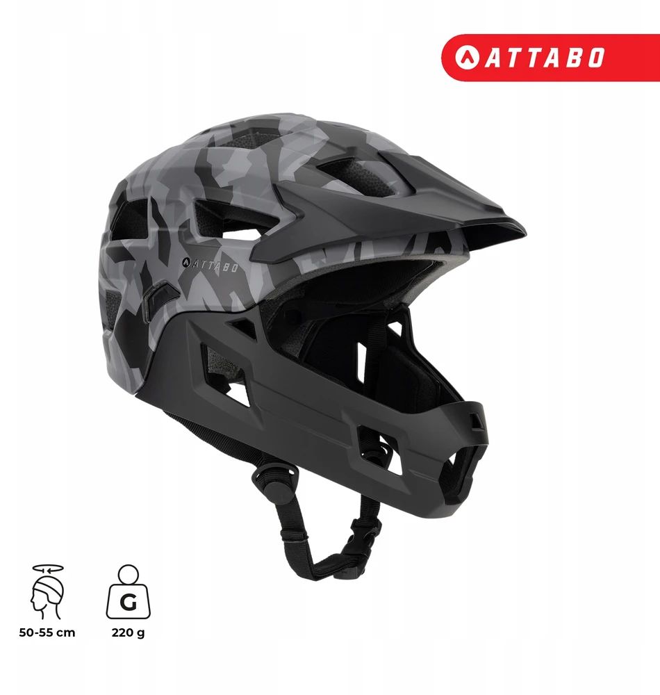 VAIKŲ FIKSUOTAS DVIRAČIO ŠALMAS ATTABO PREDATOR FULLFACE S, REGULIUOJAMAS