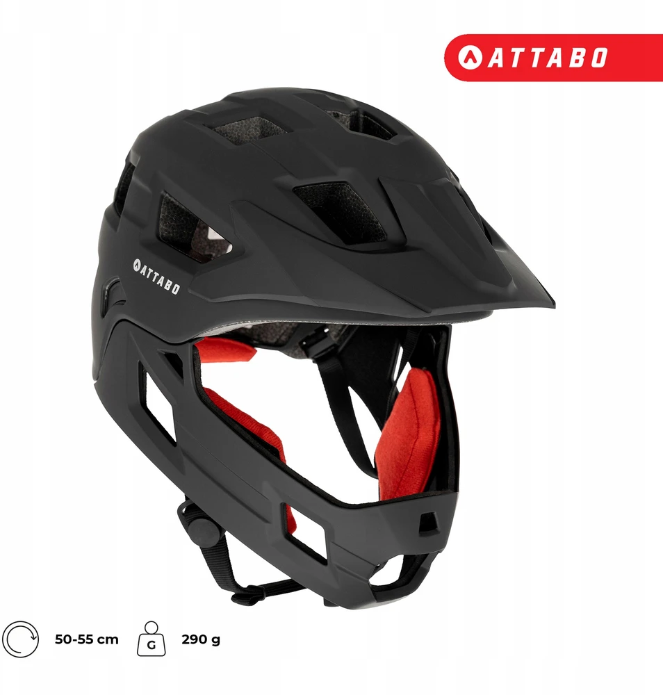 VAIKŲ FIKSUOTAS DVIRAČIO ŠALMAS ATTABO PREDATOR FULLFACE S, REGULIUOJAMAS