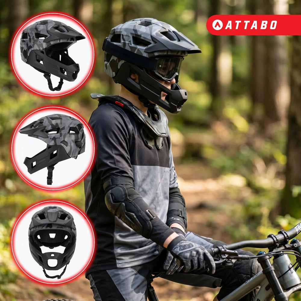 VAIKŲ FIKSUOTAS DVIRAČIO ŠALMAS ATTABO PREDATOR FULLFACE S, REGULIUOJAMAS