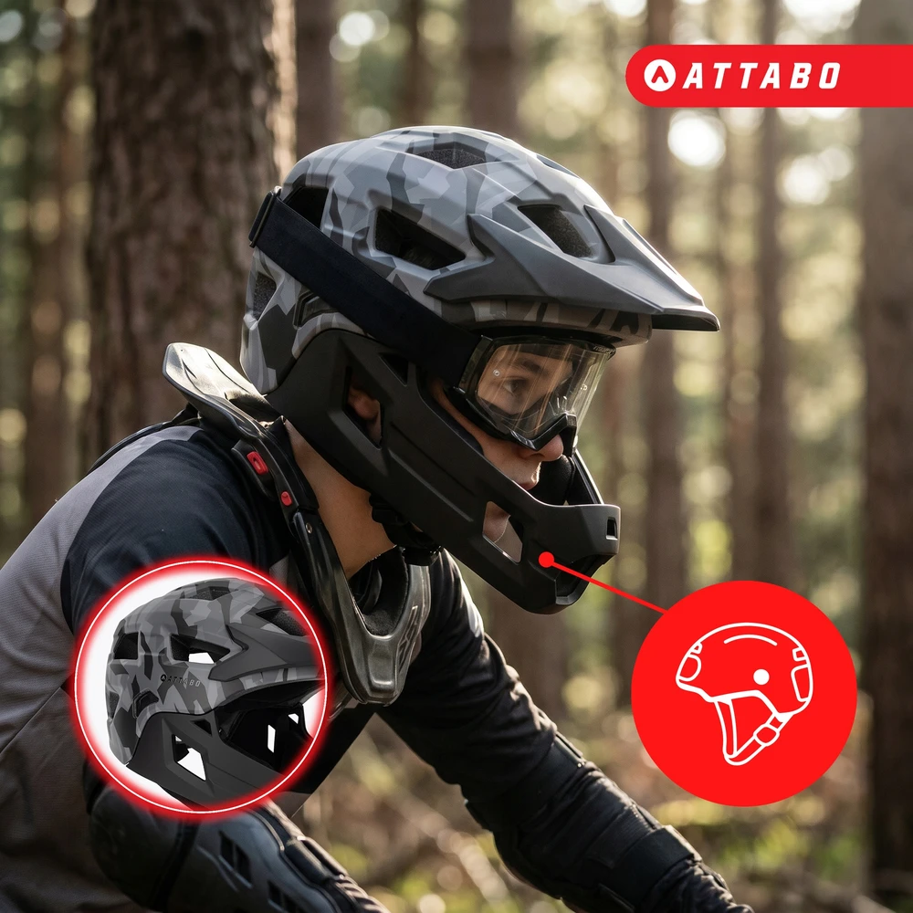 VAIKŲ FIKSUOTAS DVIRAČIO ŠALMAS ATTABO PREDATOR FULLFACE S, REGULIUOJAMAS