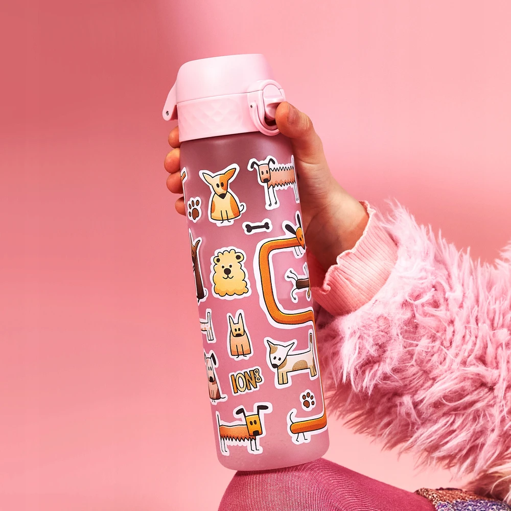 Vaikų gertuvė Ion8 su matuokle 'dogs', pudrinė rožinė, 500 ml