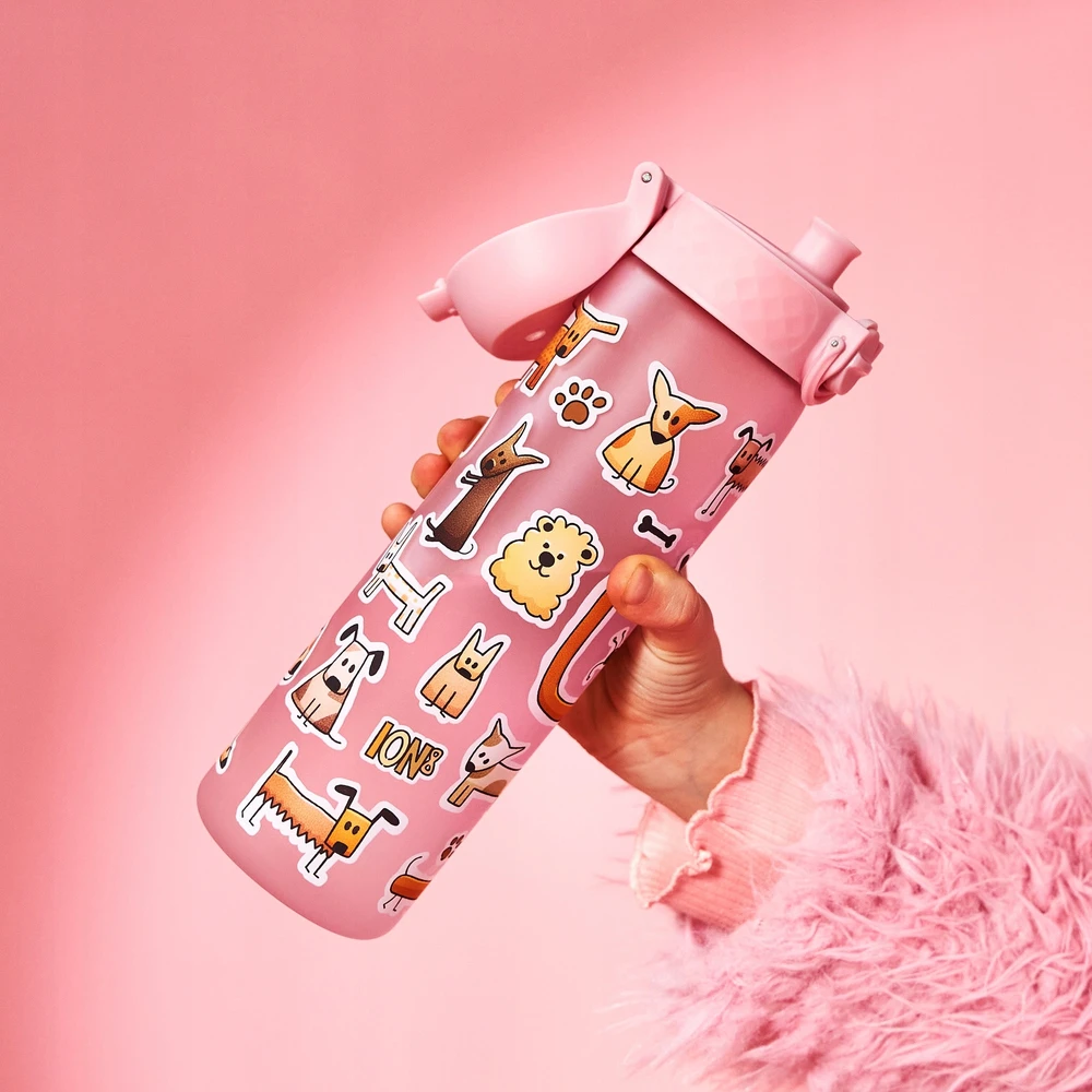 Vaikų gertuvė Ion8 su matuokle 'dogs', pudrinė rožinė, 500 ml