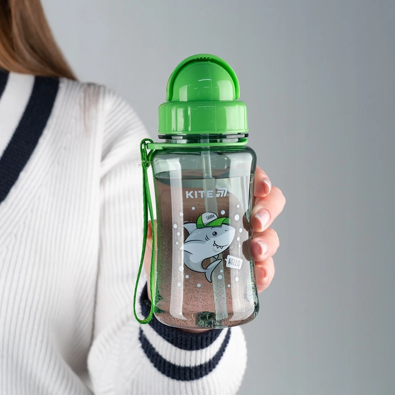 Vaikų gertuvė su šiaudeliu Kite, 350 ml, pilka/sidabrinė