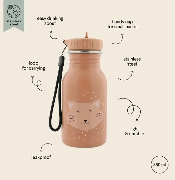 Vaikų gertuvė - TRIXIE - Ponia Katė - 350 ml - Nerūdijantis plienas - Lengvai atidaromas snapelis