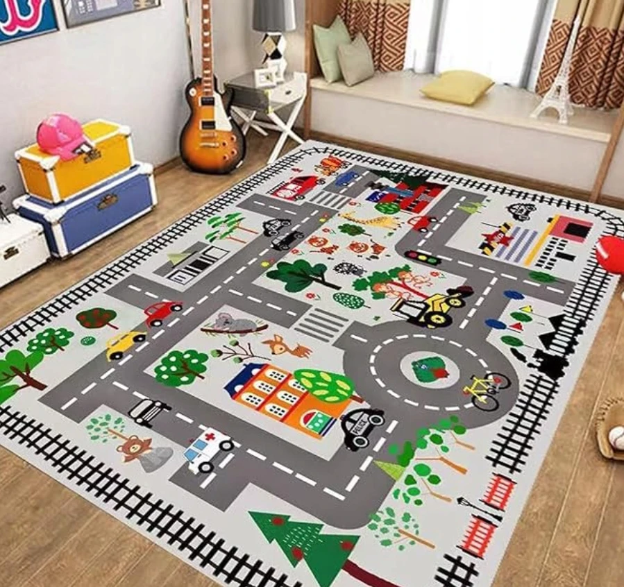 VAIKŲ KILIMAS MIESTO GATVĖS KILIMAS SU GATVĖMIS VAIKŲ KAMBARYS 120 x 160 cm