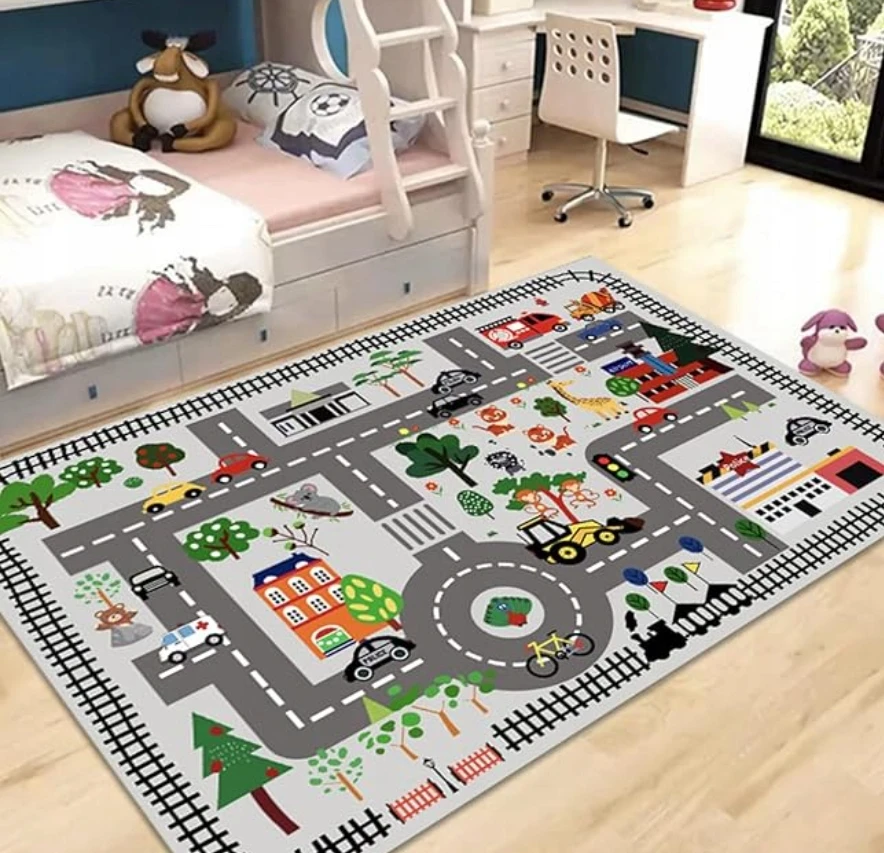 VAIKŲ KILIMAS MIESTO GATVĖS KILIMAS SU GATVĖMIS VAIKŲ KAMBARYS 120 x 160 cm