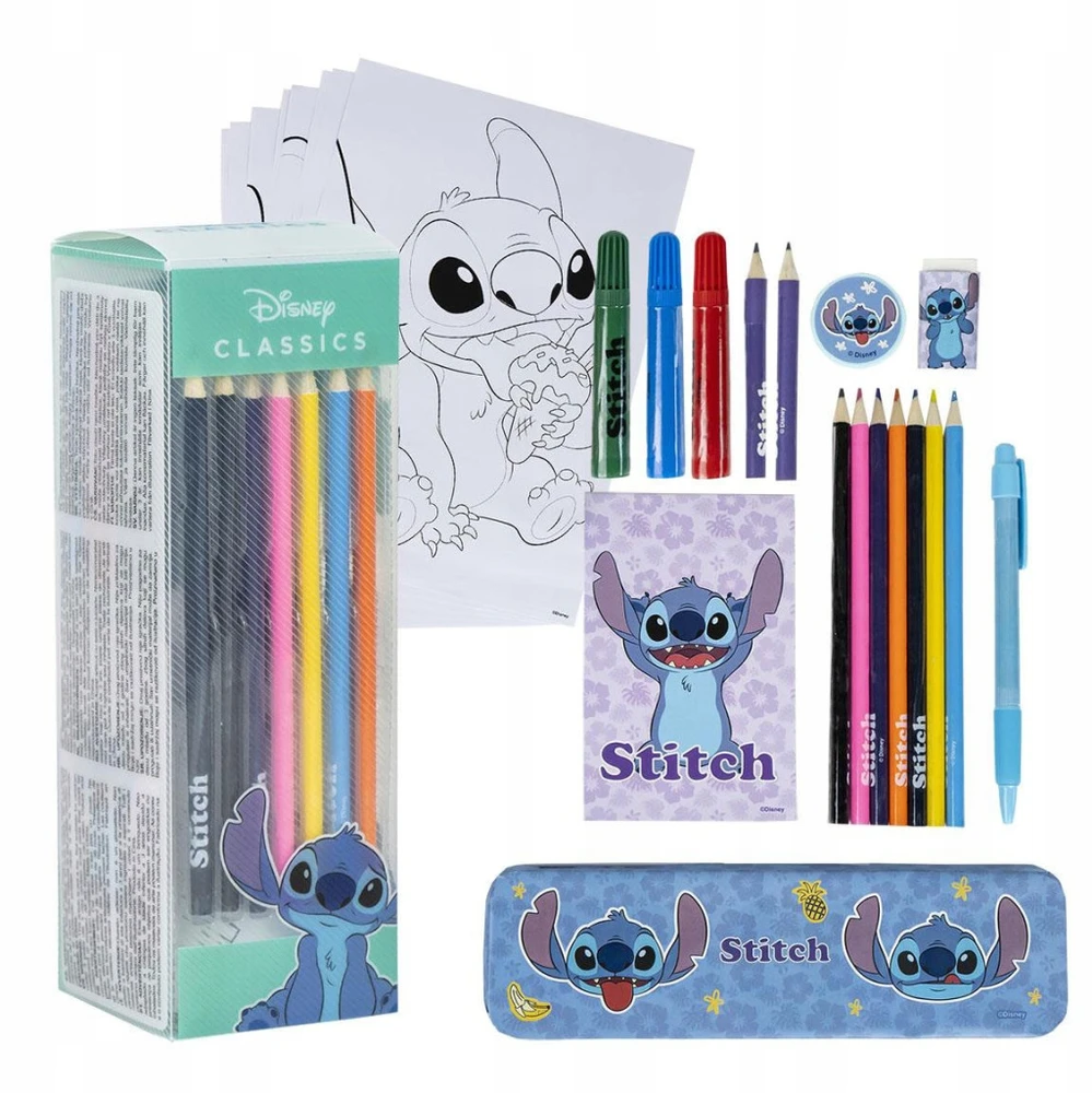 Vaikų raštinės rinkinys - Cerda - Disney Stitch - Multicolor - 11x24x9,5 cm - 6-12 metų