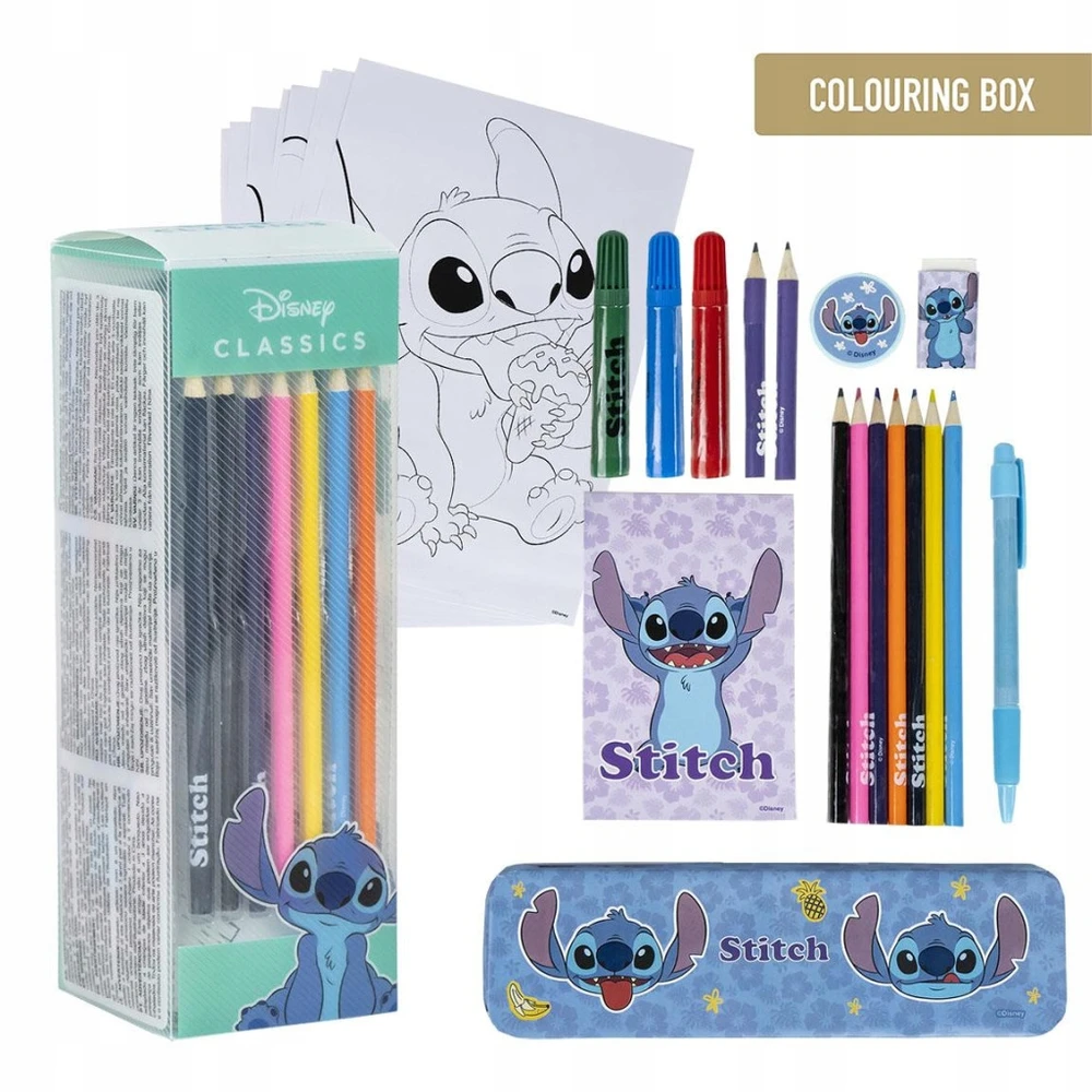 Vaikų raštinės rinkinys - Cerda - Disney Stitch - Multicolor - 11x24x9,5 cm - 6-12 metų