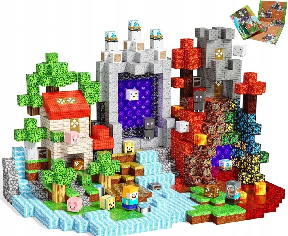Vaikų žaislų rinkinys DYI Magnetic Blocks Dark World Building