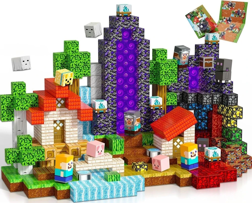 Vaikų žaislų rinkinys DYI Magnetic Blocks Dark World Building