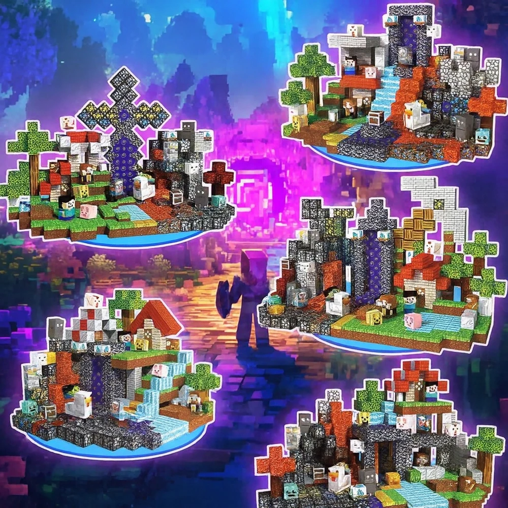 Vaikų žaislų rinkinys DYI Magnetic Blocks Dark World Building