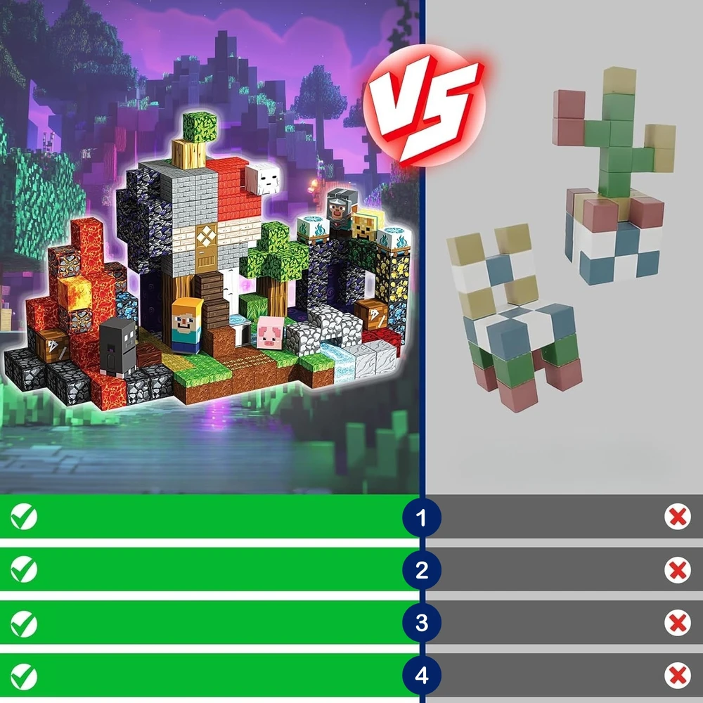 Vaikų žaislų rinkinys DYI Magnetic Blocks Dark World Building