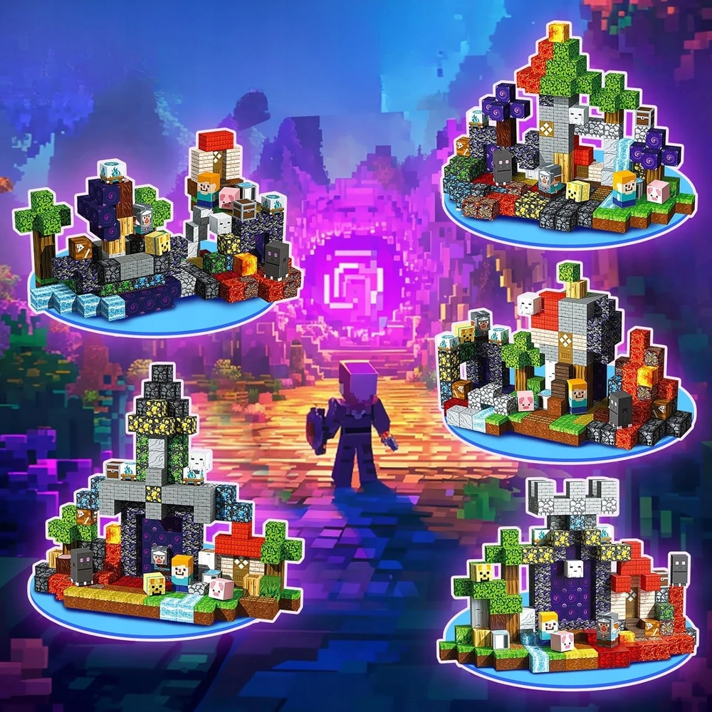 Vaikų žaislų rinkinys DYI Magnetic Blocks Dark World Building