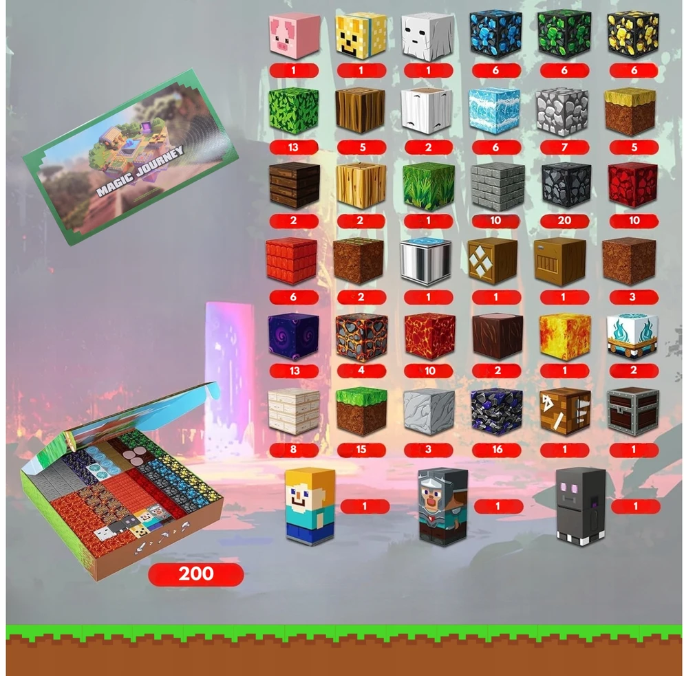 Vaikų žaislų rinkinys DYI Magnetic Blocks Dark World Building